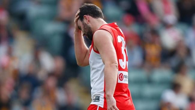 Paddy McCartin was subbed out of the game. Picture: Michael Willson/AFL Photos via Getty Images