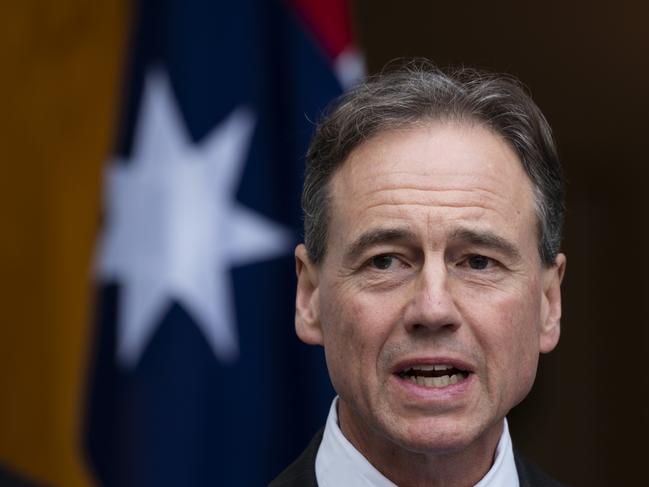 Greg Hunt has extended biosecurity laws banning outbound travel. Picture: NCA NewsWire / Martin Ollman.