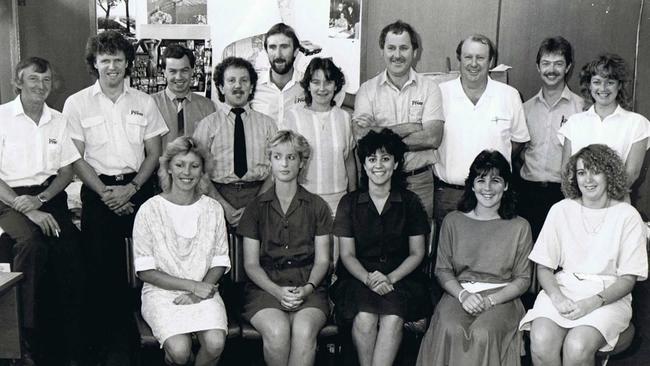 Bruce Loney with his Penrith Press editorial and advertising staff in the 80s. 