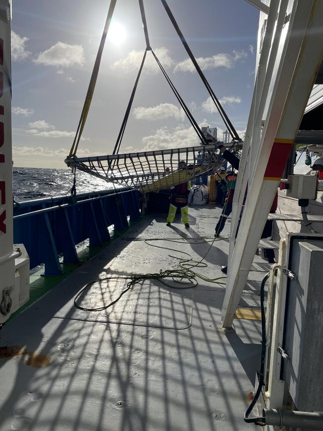 The team on-board CSIRO's research vessel Investigator have retried two gliders, which were investigating the world's strongest current, Antarctic Circumpolar Current. Picture: CSIRO/Supplied