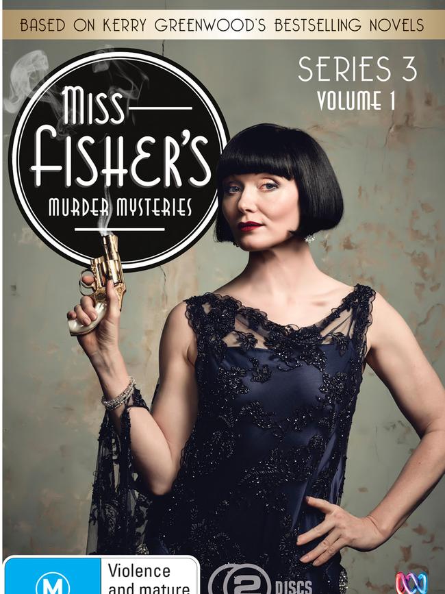 The DVD cover of a Miss Fisher's Murder Mysteries adaptation.