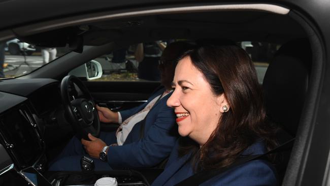 Premier Annastacia Palaszczuk arrives at Government House to launch the Queensland election campaign. Picture: Dan Peled