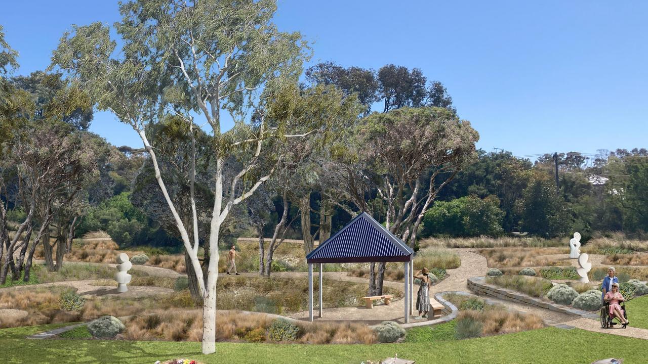 A render of the proposed garden walk at Queenscliff cemetery.