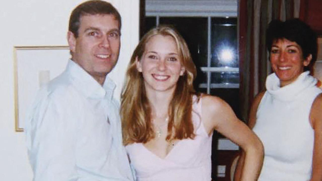 L-R: Prince Andrew, Virginia Giuffre, and Ghislaine Maxwell posing for a now infamous photo. Picture: AFP