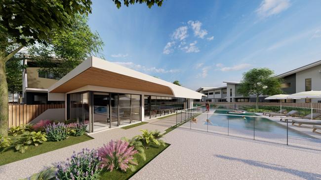 Swimming pool area at the Serenity development at Helensvale.