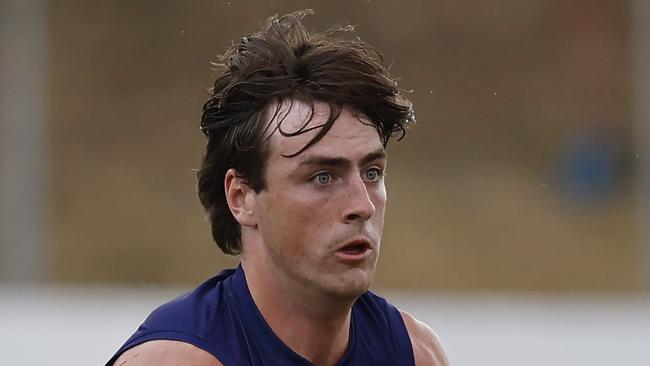 MELBOURNE , AUSTRALIA.February 14 , 2024.  AFL. North Melbourne Intraclub practise match at Arden St.  George Wardlaw of the Kangaroos  . Pic: Michael Klein