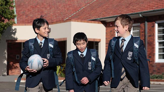 Hartford College students Daniel Gray, Joseph Wong and Ben Mitchell.The college has only 22 students and is part of a movement of tiny schools springing up all over Australia. Picture: Jane Dempster/The Australian.