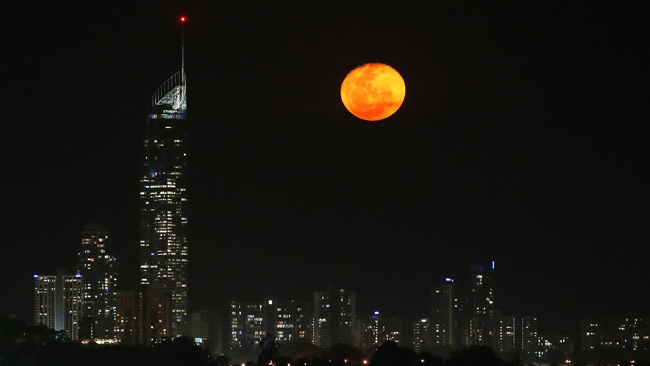 The Harvest Moon rises over the Gold Coast in 2019. Picture: Glenn Hampson