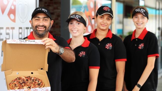 Japjit (Jamie) Rajpal (owner) with staff members Lucy Jordan, Hemasri Mandadapu and Olivia Parker Picture Scott Powick Newscorp