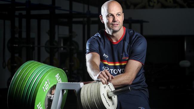 Nicks has been hitting the gym at West Lakes with his fellow coaches as they build a connection as well as with the players. Picture: Sarah Reed