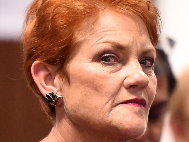 One Nation's Pauline Hanson attends the Australian Electoral Commission's ballot draw for Queensland's Senate candidates in Brisbane, Friday, June 10, 2016. (AAP Image/Dan Peled) NO ARCHIVING