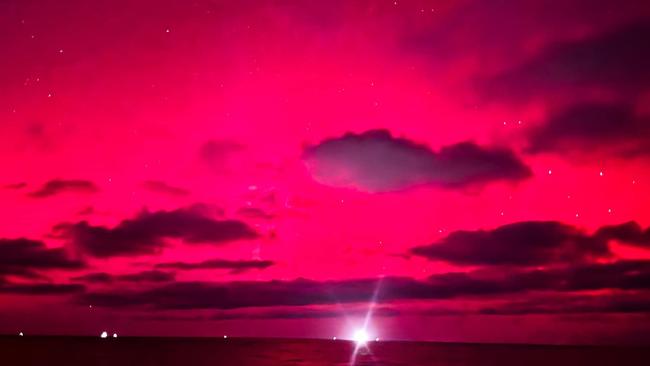 The Aurora Australis as seen from a prawn trawler in the Spencer Gulf, South Australia. Picture: Robert Lang