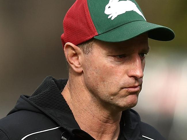 SYDNEY, AUSTRALIA - JUNE 06:  Michael Maguire, coach of the Rabbitohs looks on during the South Sydney Rabbitohs NRL training session at Redfern Oval on June 6, 2017 in Sydney, Australia.  (Photo by Ryan Pierse/Getty Images)