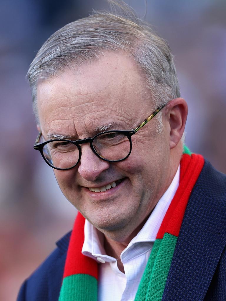 Prime Minister and Yes advocate Anthony Albanese is a diehard Rabbitohs fan. (Photo by Cameron Spencer/Getty Images)