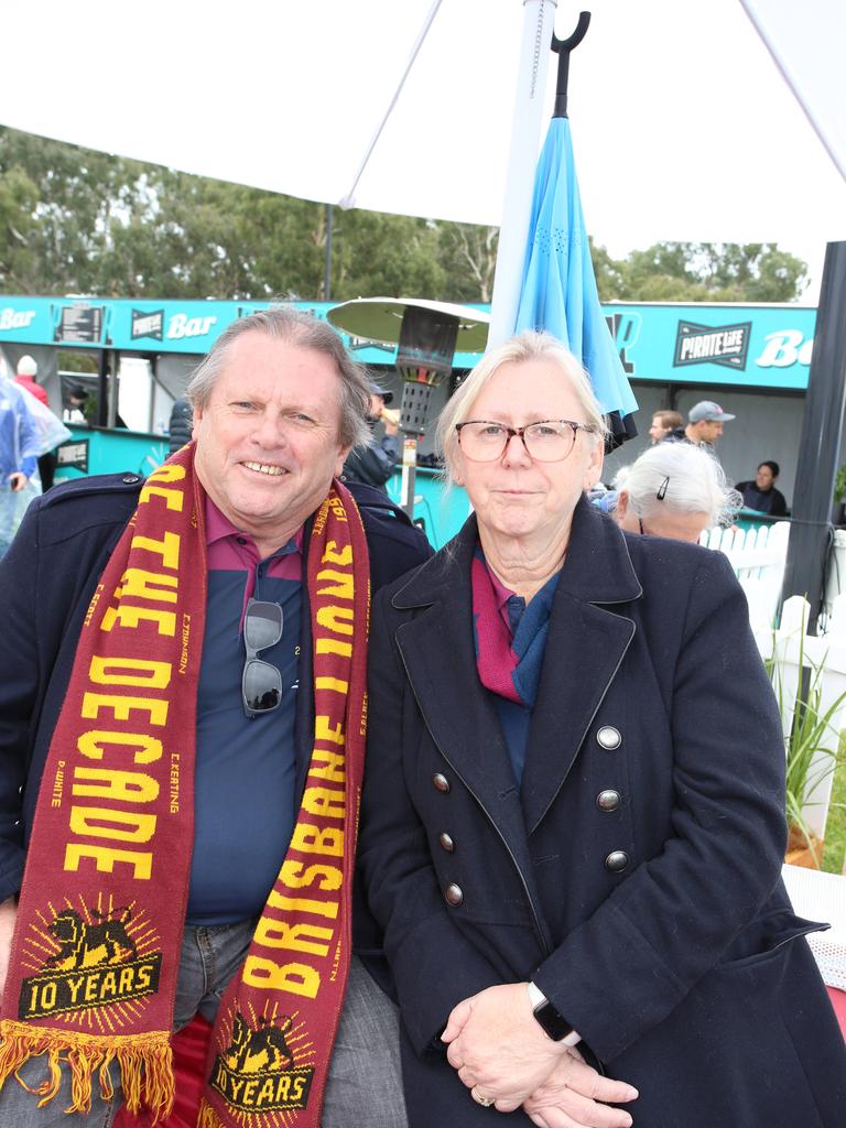 Footy fans soak up the action in SA for Saturday’s offering of Gather Round clashes. Picture: Brett Hartwig