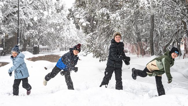 Guests at Mount Buller in Victoria enjoying the opening weekend of the winter season. Picture: Tony Harrington