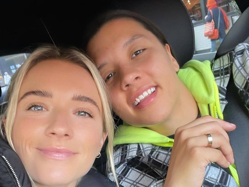 Matildas star Sam Kerr was spotted with fiance Kristie Mewis after training. Picture: Instagram