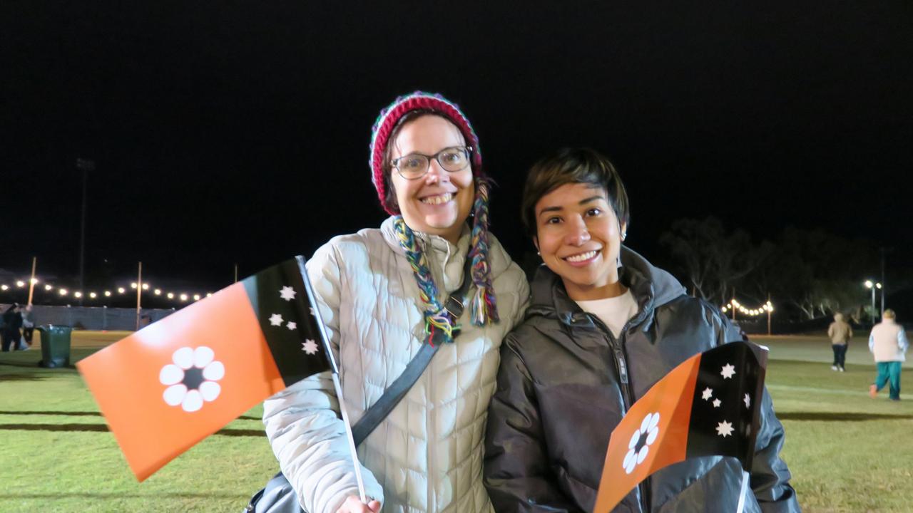 Jessica Peters and Lou Pineda at Anzac Oval in Alice Springs. Picture: Gera Kazakov