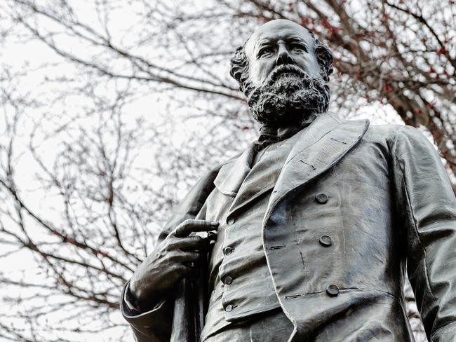 The controversial William Crowther Statue at Franklin square, Hobart. Picture: Linda Higginson