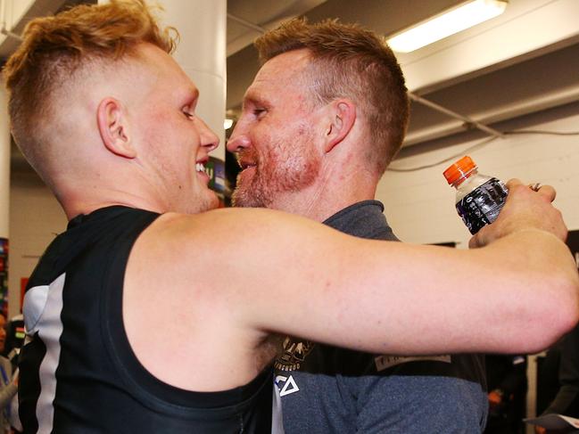 Footyhead Adam Treloar is one of Nathan Buckley’s favourites. Pic: Getty Images. 