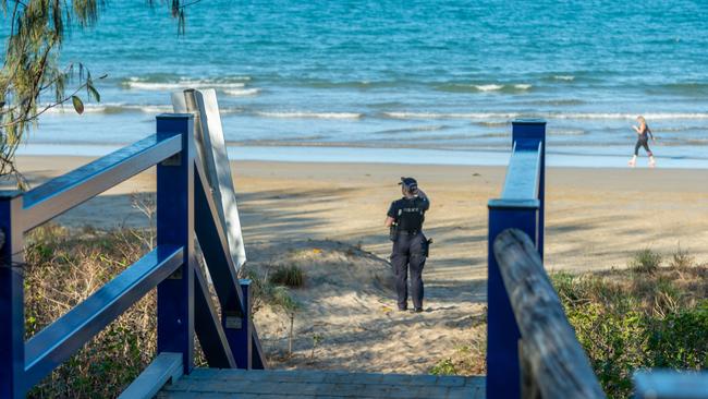 Police on scene at an alleged stabbing at Blacks Beach. Photo: Daryl Wright