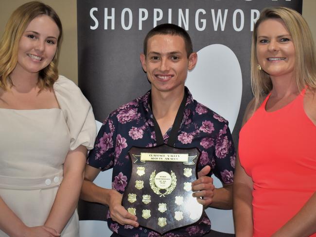 Clarence Valley Senior Sportserson of the Year Mitch Christiansen with Grafton Shoppingworld's Lauren Duguid and Chrystal Davies at the 2020 Clarence Valley Sports Awards at Grafton District Services Club on Saturday, 14th November, 2020. Photo Bill North / The Daily Examiner