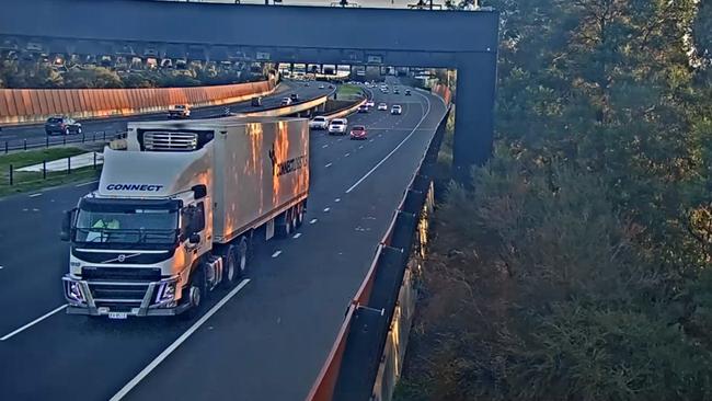 Mohinder Singh was captured on CCTV drifting across lanes minutes before the Eastern Freeway truck tragedy. Picture: Supreme Court of Victoria via NCA NewsWire