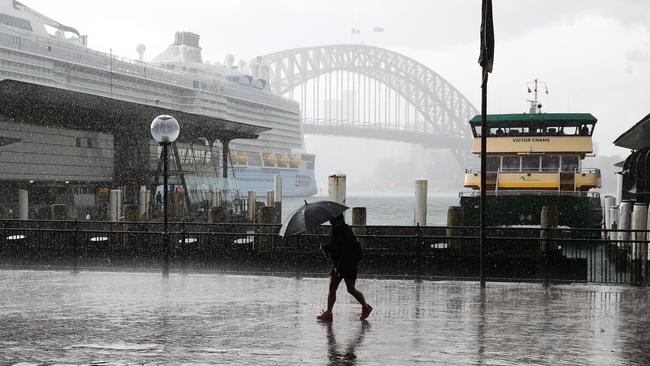 It could be Sydney’s first hail of the year after wild weather hit Circular Quay last November. Picture: Gaye Gerard