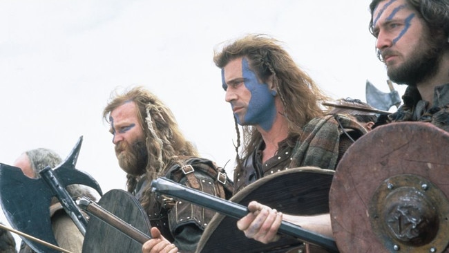 Mel Gibson acts and directs in Braveheart.