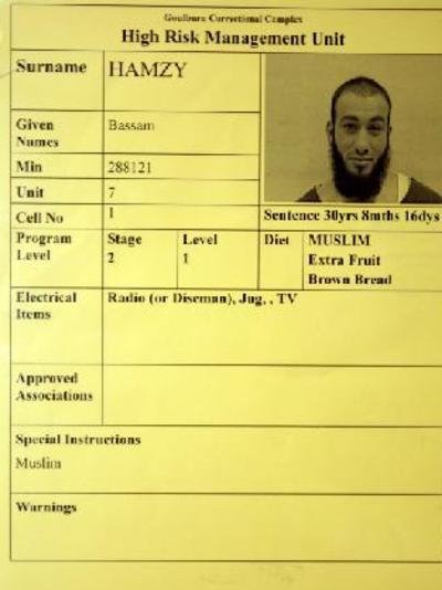 Bassam Hamzy’s cell card.