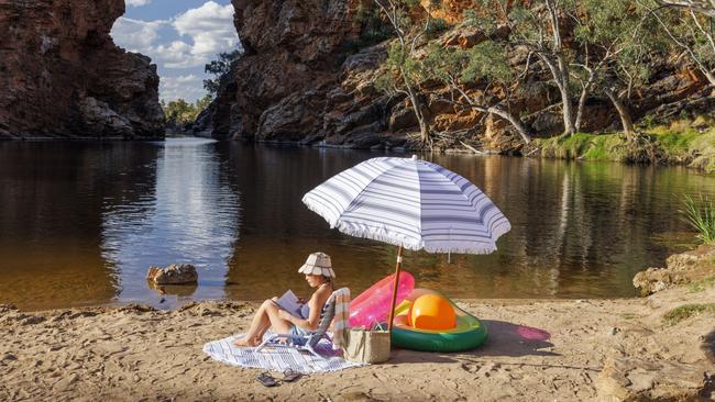 Yeow read and sunbathed at Ellery Creek Big Hole. Picture: Supplied