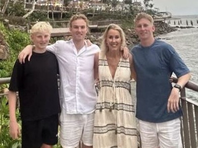 Tania Hird with her sons William, Tom and Alex. Picture: Instagram/Supplied