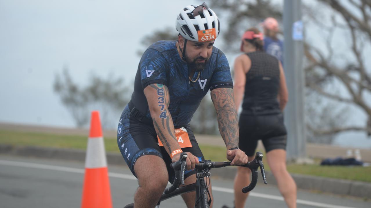 Anthony Kouzoukas at the sprint event at the 2023 Mooloolaba Triathlon.