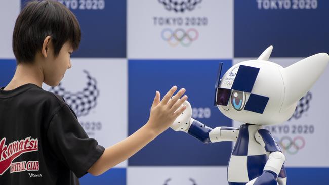 The Tokyo 2020 mascot is a robot named Miraitowa — could one of his robot brethren be presenting medals next year? Picture: NurPhoto/Getty Images