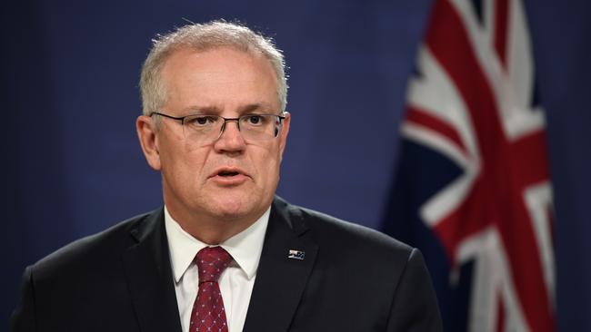 Scott Morrison revels in the big announcements. Picture: NCA NewsWire/Joel Carrett