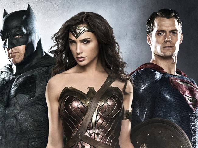 Ben Affleck as Batman, Gal Gadot as Wonder Woman and Henry Cavill as Superman - Batman V Superman: Dawn Of Justice. Not for online. Not to be altered or cropped without permission from Warner Bros.