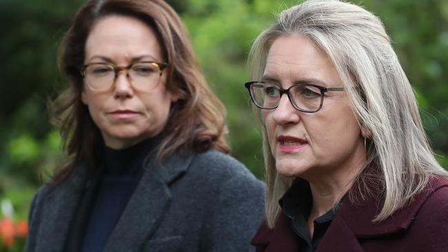 Premier Jacinta Allan, pictured with Attorney-General Jaclyn Symes, has labelled the upper house motion a political stunt. Picture: David Crosling