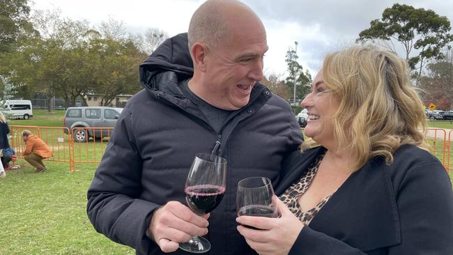 Chris Holloway and Sara Ray enjoying a glass of red at the Winter Wine Fest. Picture: Lucy Callander