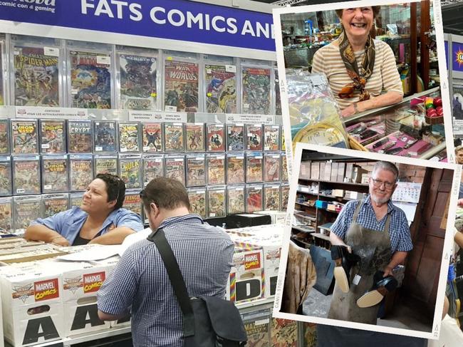 Fat Comics and (inset top) Southside Antiques and (inset bottom) Brandon shoe repairs are all closing.