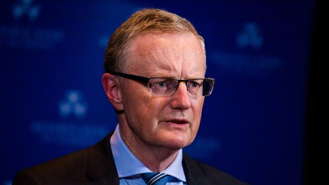 Reserve Bank governor Philip Lowe ​after the Bank's July board meeting. ​Picture: James Brickwood