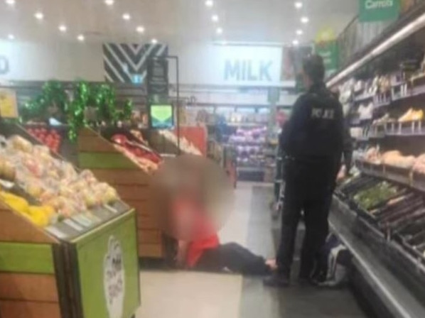 A knife scare has forced the evacuation of a major supermarket at Gawler. Staff and shoppers were forced to flee the store when a man produced a weapon after he was asked to leave. Picture: 7NEWS