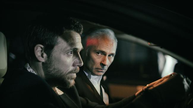 Jamie Sives and Mark Bonnar in a scene from the TV series Guilt. Supplied by BBC Australia.