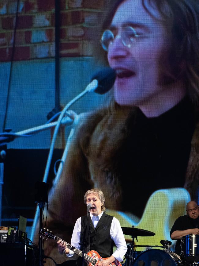 Paul McCartney also performed the duet in Glastonbury last year. Picture: Harry Durrant/Getty Images.