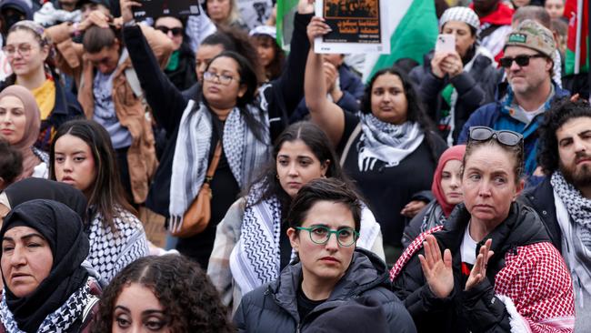 Victorian Greens member Gabrielle de Vietri (facing camera) has been criticised for her attendance at pro-Palestinian events. Picture: Ian Currie/NewsWire