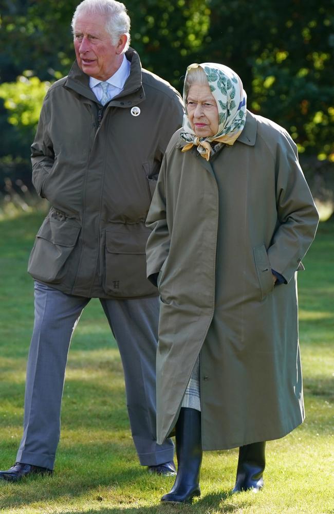 Queen Elizabeth and Prince Charles at the Balmoral Estate last year. Picture: Andrew Milligan-WPA Pool/Getty Images