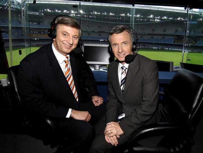 Dennis Cometti and Bruce McAvaney at Etihad Stadium.