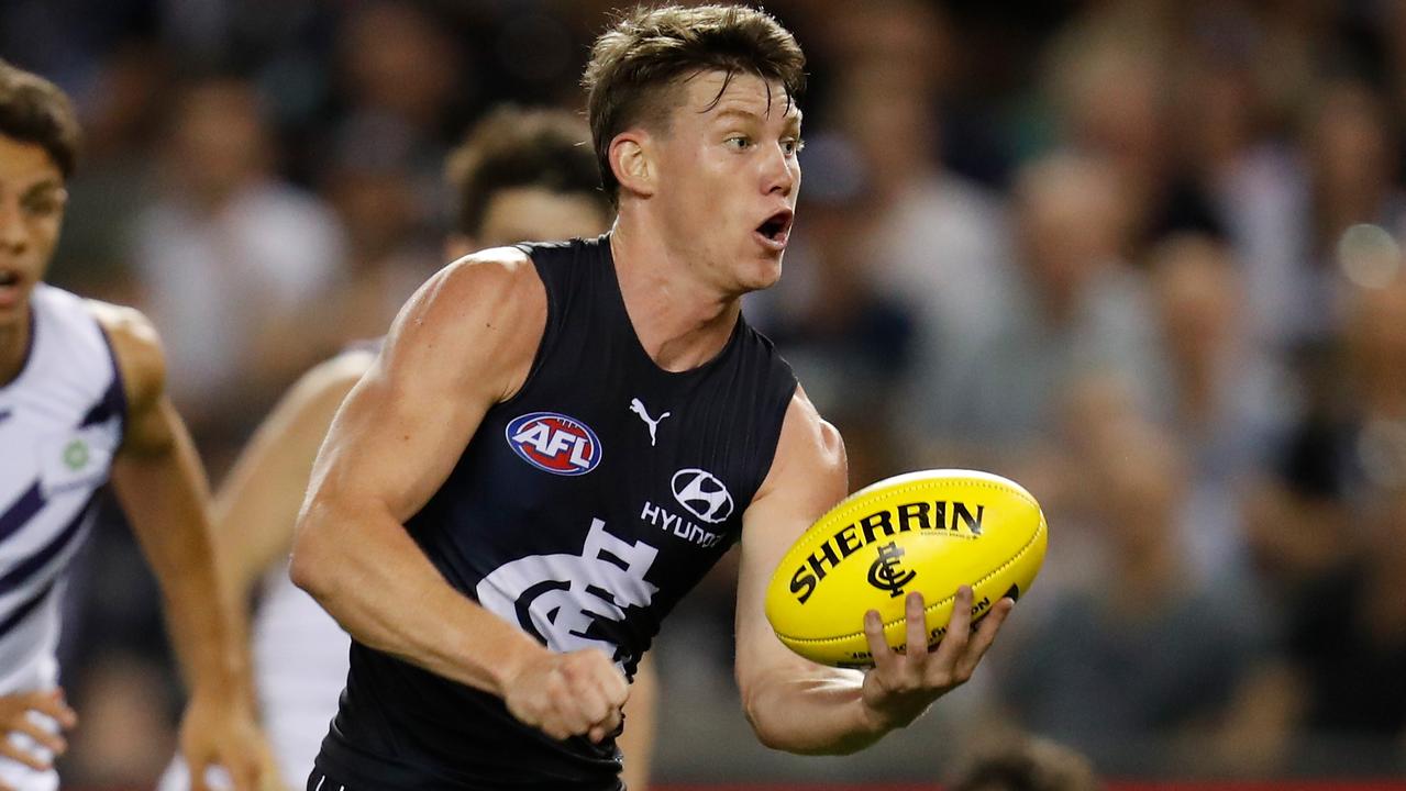 Carlton young gun Sam Walsh found a mountain of the footy. Picture: AFL Photos/Getty Images