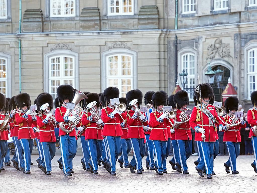 The honour guard prepares ahead of the proclamation of HM King Frederik X and HM Queen Mary of Denmark at Amalienborg Palace Square. Picture: Getty Images