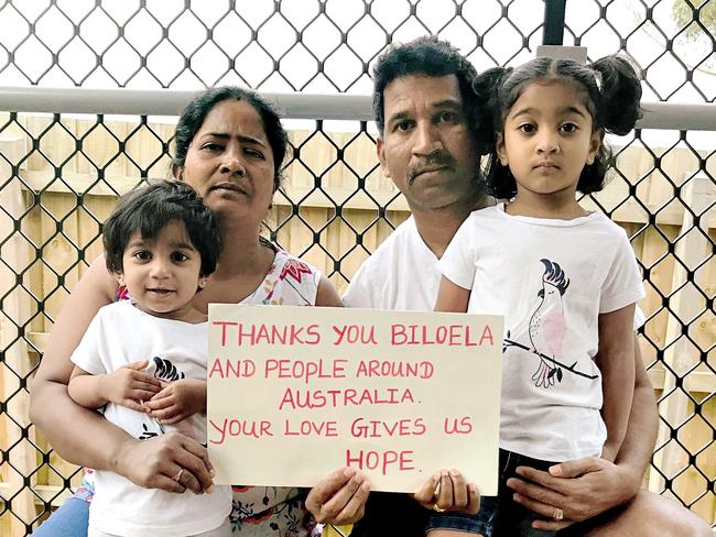 Nades Murugappan with wife Priya and children Kopika and Tharunicaa will learn their fate today. Picture: Supplied