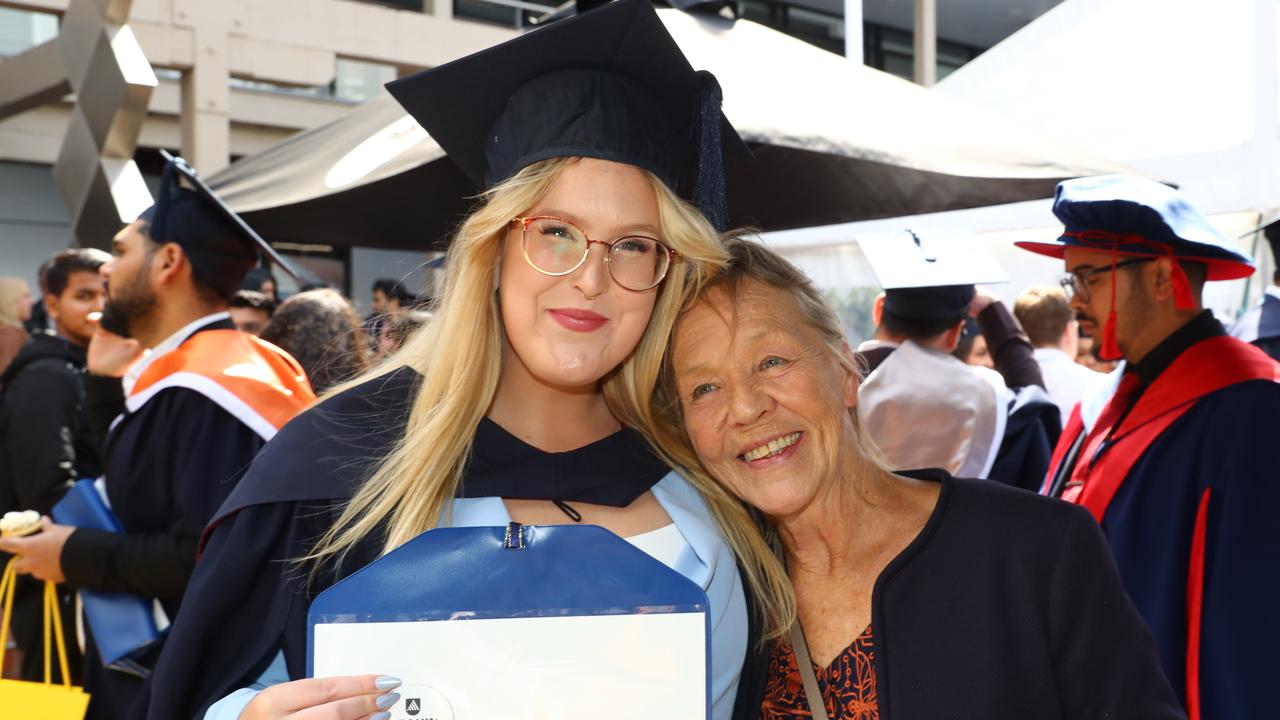 Deakin University graduate Marley Gusts and grandma Kerttu Torkkola. Picture: Alison Wynd